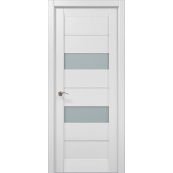 Белая межкомнатная дверь со стеклом Millenium-41 AL белый матовый