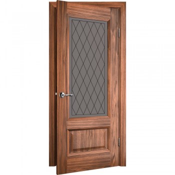 Комнатные двери Caro 52 Орех американский (застекленная)