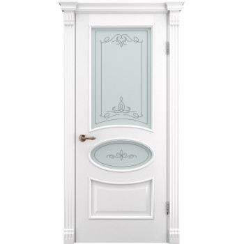 Комнатные двери Caro 55 Ясень белый Эмаль (застекленная)