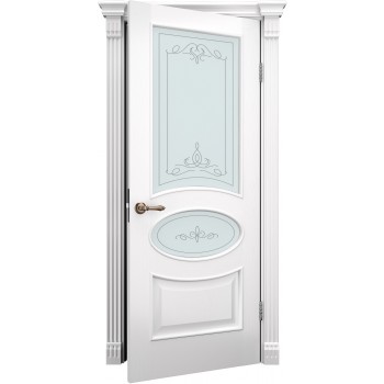 Комнатные двери Caro 55 Ясень белый Эмаль (застекленная)