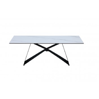 Журнальный стол "Бруно" белый мрамор + черный