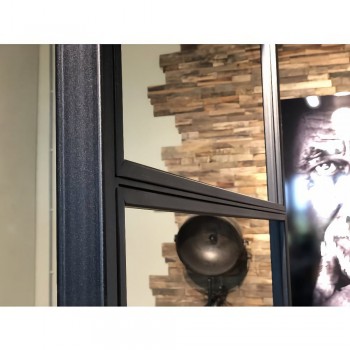 Міжкімнатні перегородки скляні лофт PZ-07 сталь два полотна