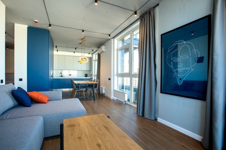 Вітальня в дизайн-проекті 1-кімнатної квартири в ЖК Французький квартал - 62м.кв. - Between the walls