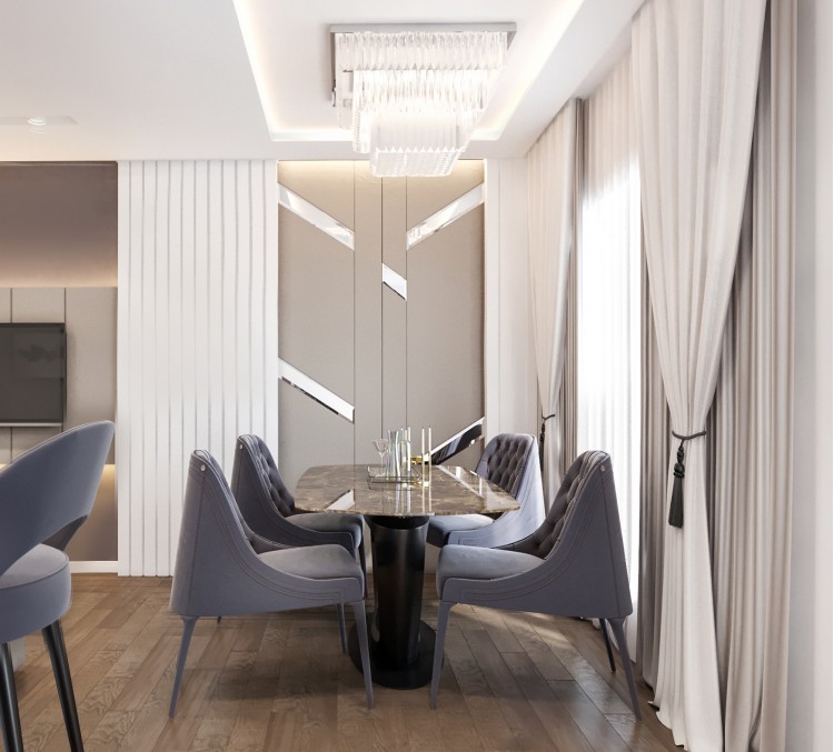 Їдальня в дизайн-проекті 3-кімнатної квартири ЖК Аметист – 84м.кв. - BoDesign