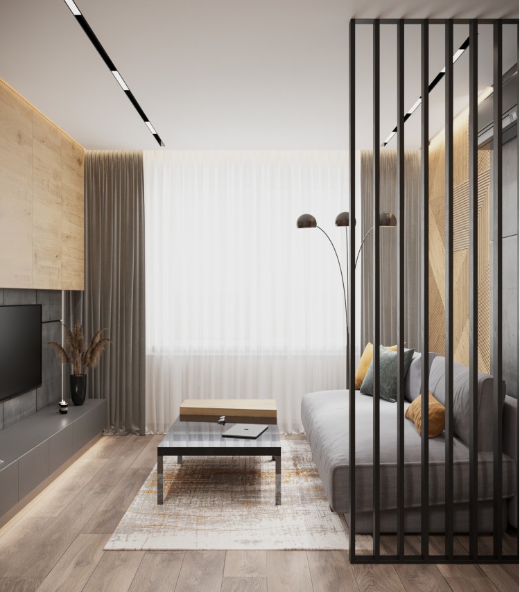 Гостиная в дизайн-проекте 2-комнатной квартиры ЖК Город Цветов — BoDesign