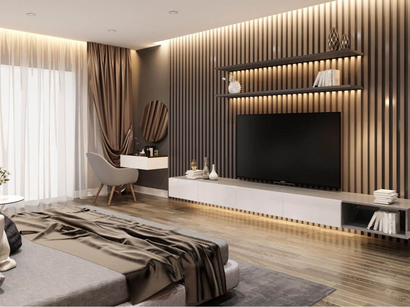 Спальня в дизайн-проекті 2-кімнатної квартири ЖК Варшавський, 68м.кв — BoDesign