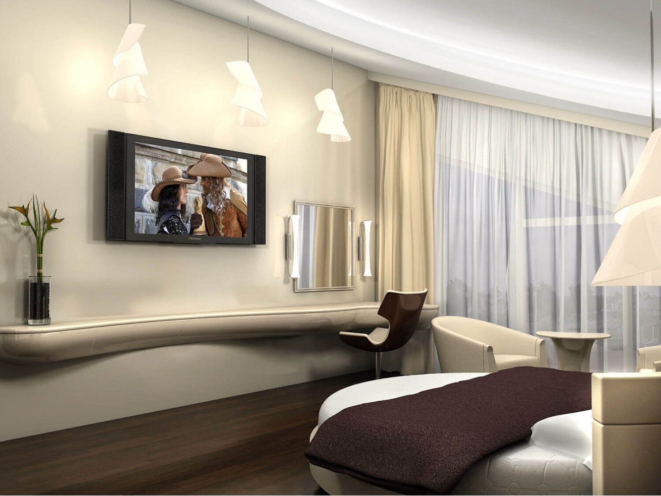 Спальня 2 в дизайн-проекте частного дома в стиле модерн, 260 м.кв. —  студия дизайна HD-DESIGN