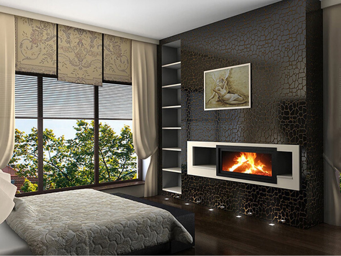 Спальня   в дизайн-проекте частного дома в стиле модерн, 260 м.кв. —  студия дизайна HD-DESIGN