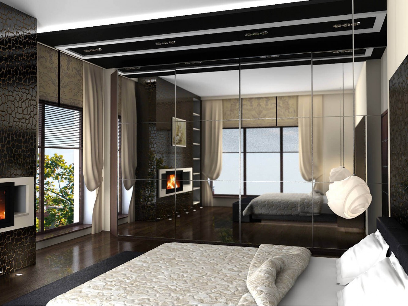Спальня у дизайн-проекті приватного будинку у стилі модерн, 260 м.кв. - студія дизайну HD-DESIGN