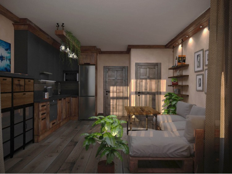 Кухня с гостиной   в дизайн-проекте квартиры 67м.кв. —  студия дизайна HD-DESIGN
