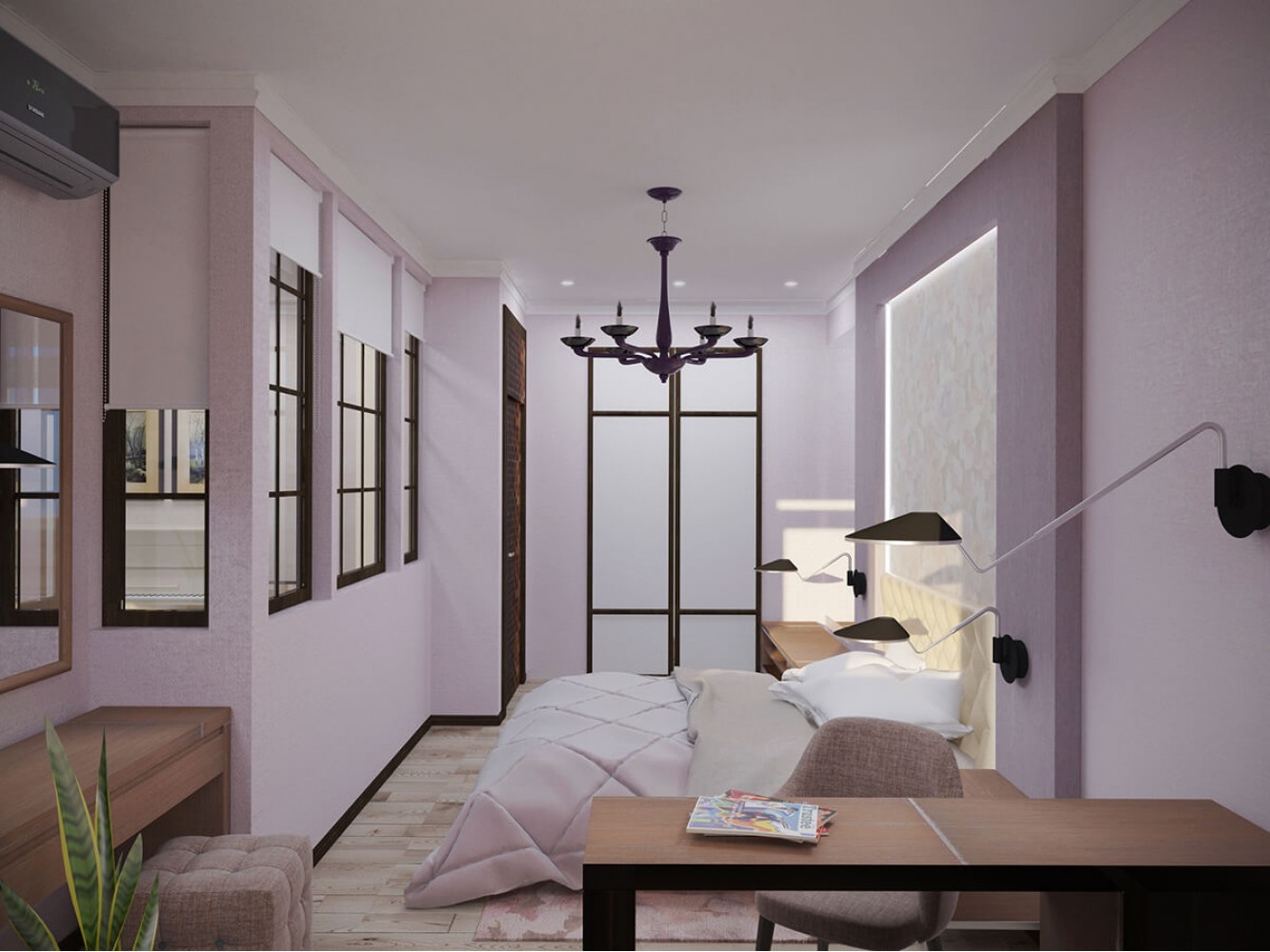 Спальня в дизайн-проекте 3-комнатной квартиры ЖК Старокиевский, 102м.кв. — HD-DESIGN