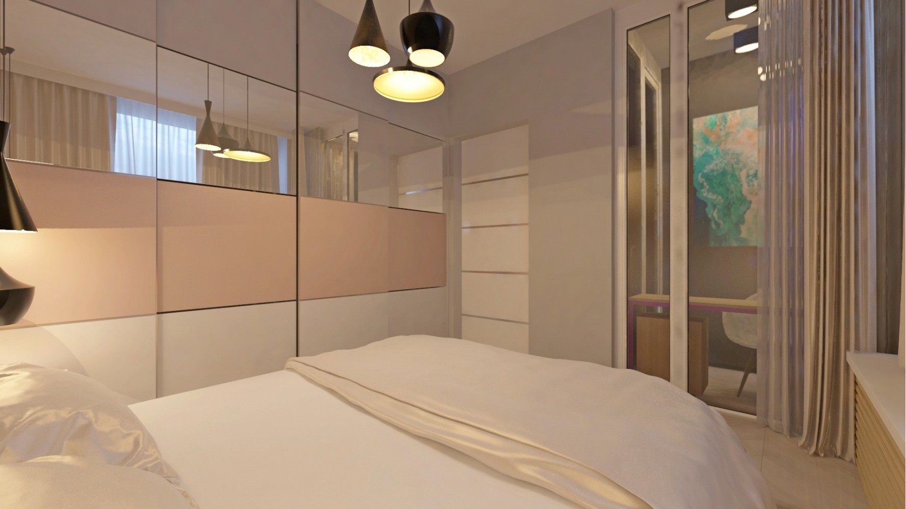 Спальня в дизайн-проекте квартиры-студии ЖК Славутич — InsideOut