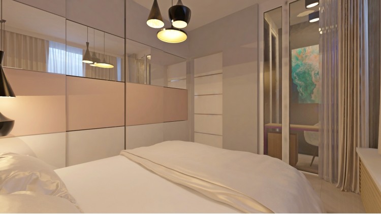 Спальня в дизайн-проекте квартиры-студии ЖК Славутич — InsideOut