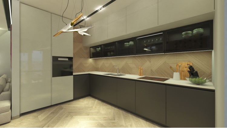 Кухня в дизайн-проекте 2-комнатной квартиры ЖК Ярославов Град — InsideOut