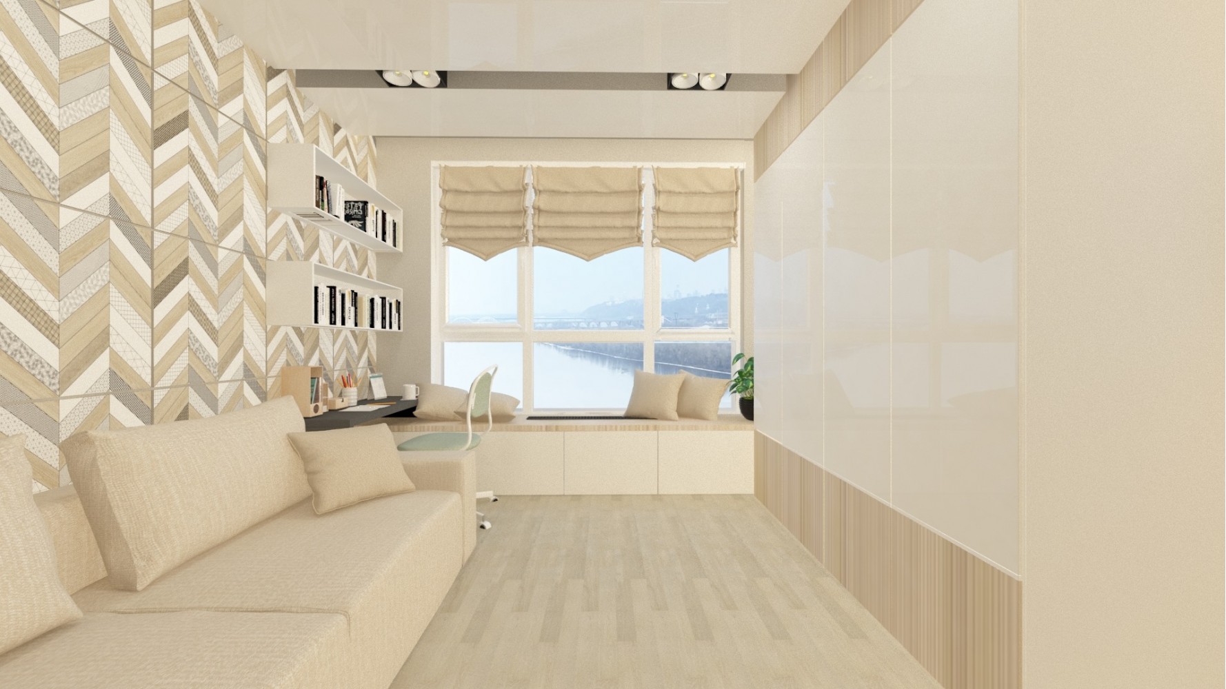 Спальня в дизайн-проекте квартиры-студии ЖК Заречный — InsideOut
