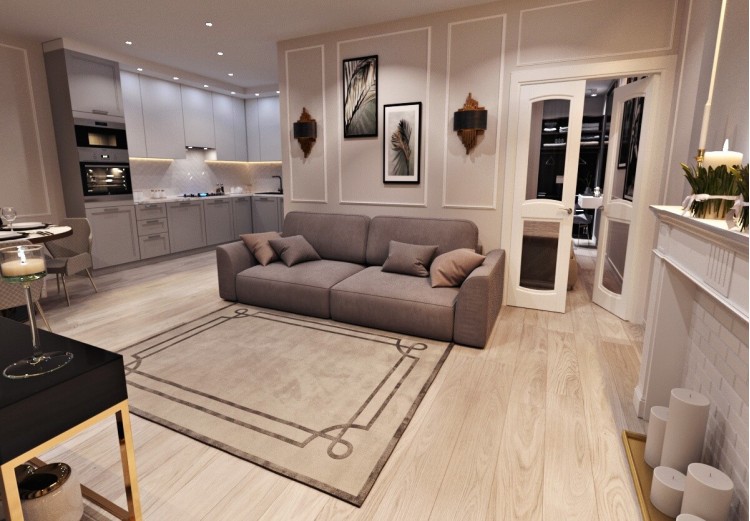 Вітальня — Дизайн-проект 1-кімнатної квартири в ЖК Манхеттен, 52 м.кв — студія дизайну Inerior12