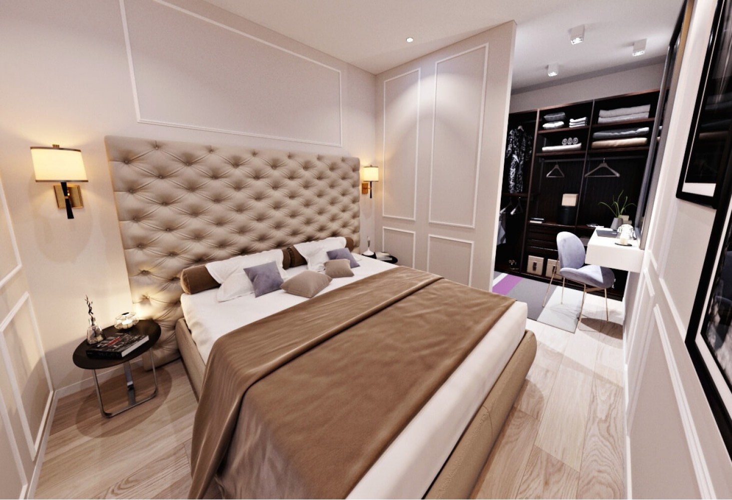 Спальня — Дизайн-проект 1-комнатной квартиры в ЖК Манхеттен , 52 м.кв — студия дизайна Inerior12