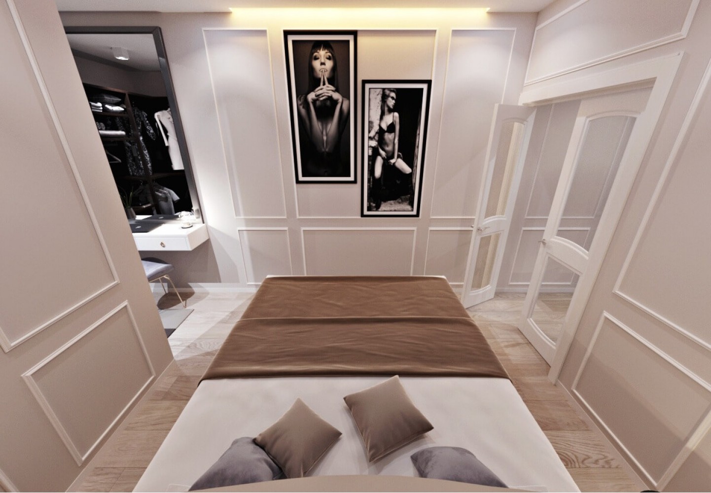 Спальня — Дизайн-проект 1-комнатной квартиры в ЖК Манхеттен , 52 м.кв — студия дизайна Inerior12