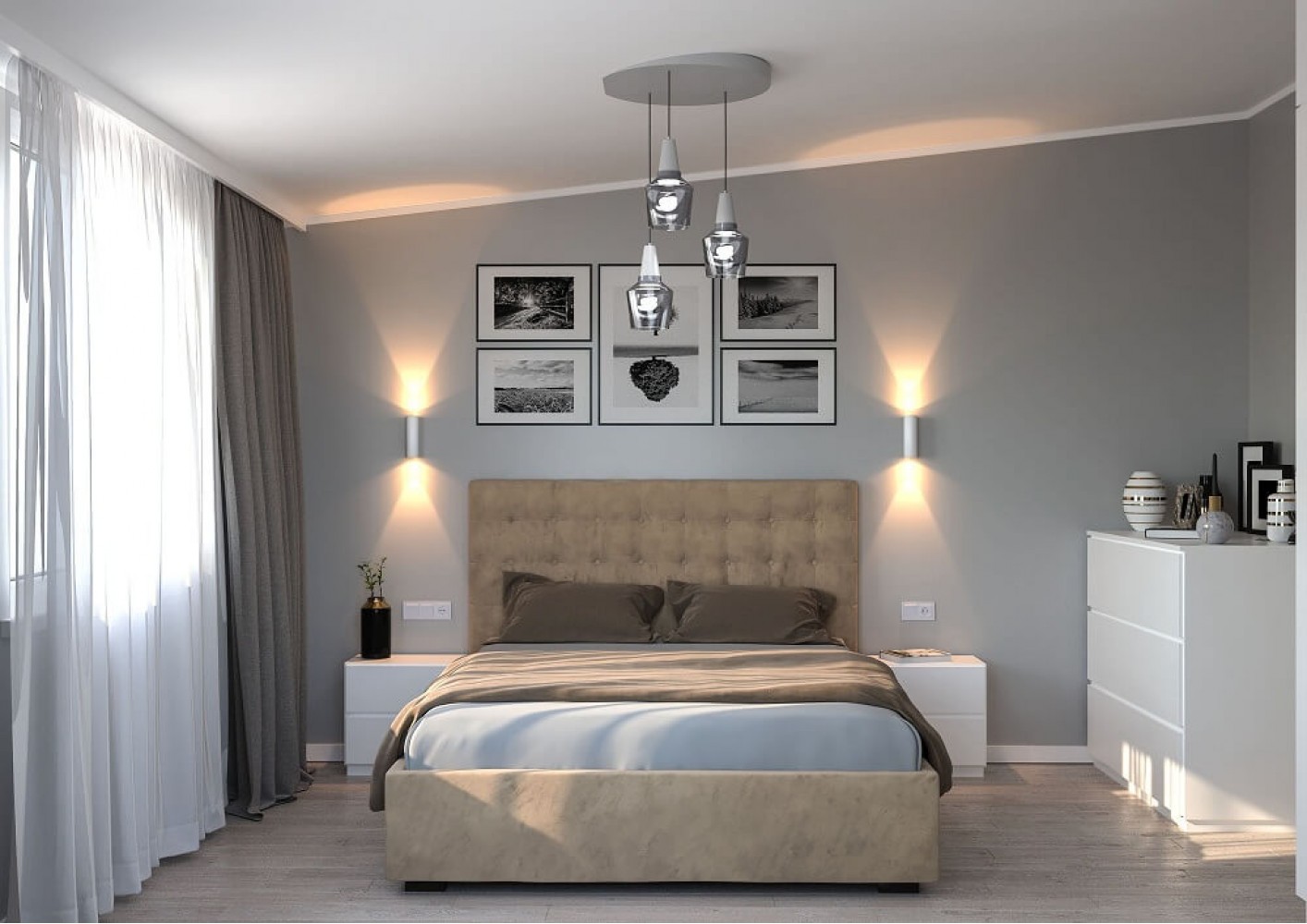 Спальня-1 — Дизайн-проект частного дома в стиле лофт, 200 м. кв — студия дизайна Inerior12