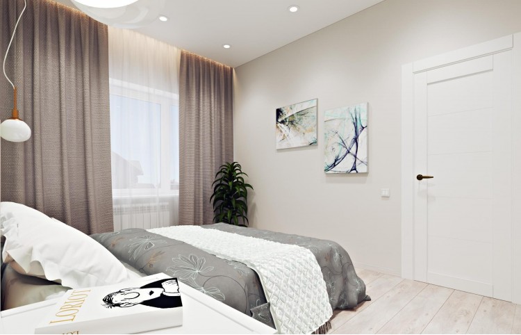 Спальня — Интерьер частного дома в современном стиле, 180 м.кв — студия дизайна Inerior12