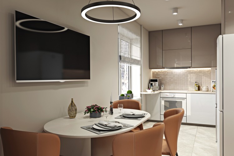 Кухня-гостиная — Дизайн-проект 2-комнатной квартиры, 44 м.кв — студия дизайна  Interior12 