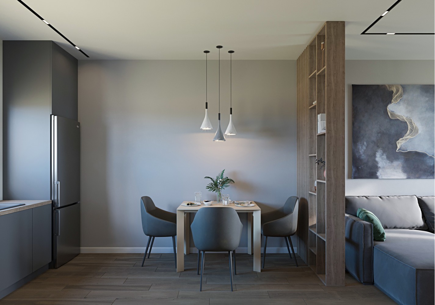 Кухня-гостиная — Дизайн-проект коттеджа в КГ Зеленый Бульвар, 98 м.кв. — студия дизайна  Interior12 
