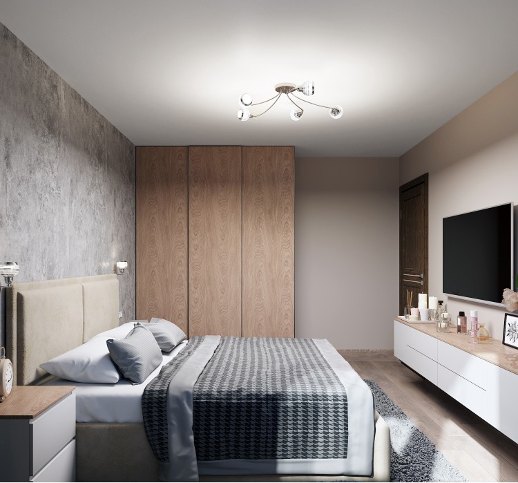 Спальня — Дизайн-проект коттеджа в КГ Зеленый Бульвар, 98 м.кв. — студия дизайна  Interior12 