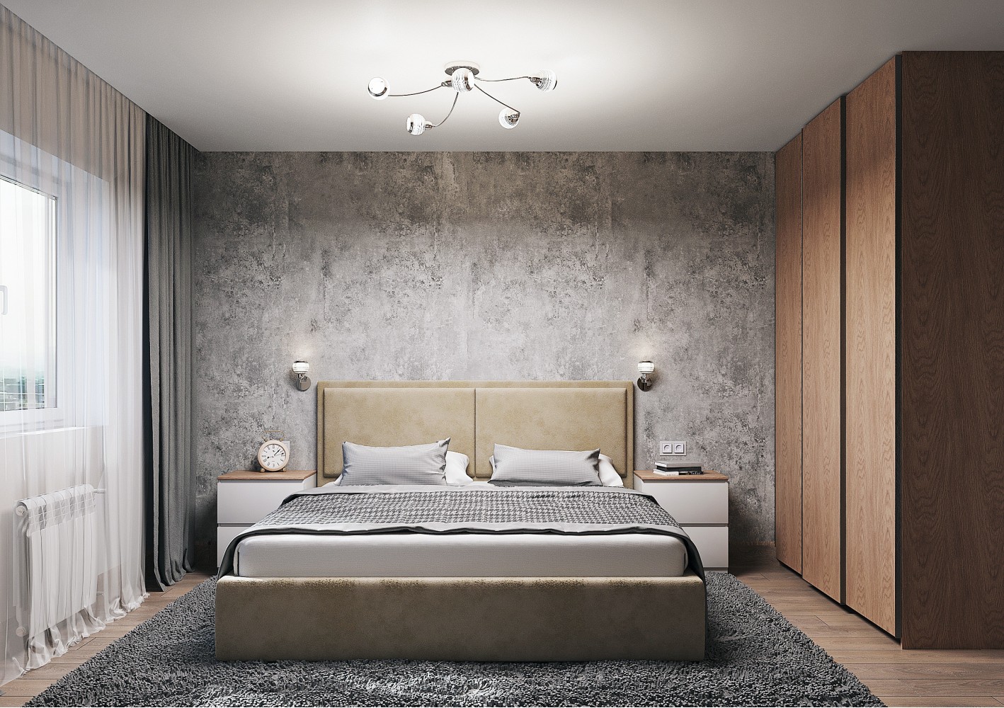 Спальня — Дизайн-проект коттеджа в КГ Зеленый Бульвар, 98 м.кв. — студия дизайна  Interior12 
