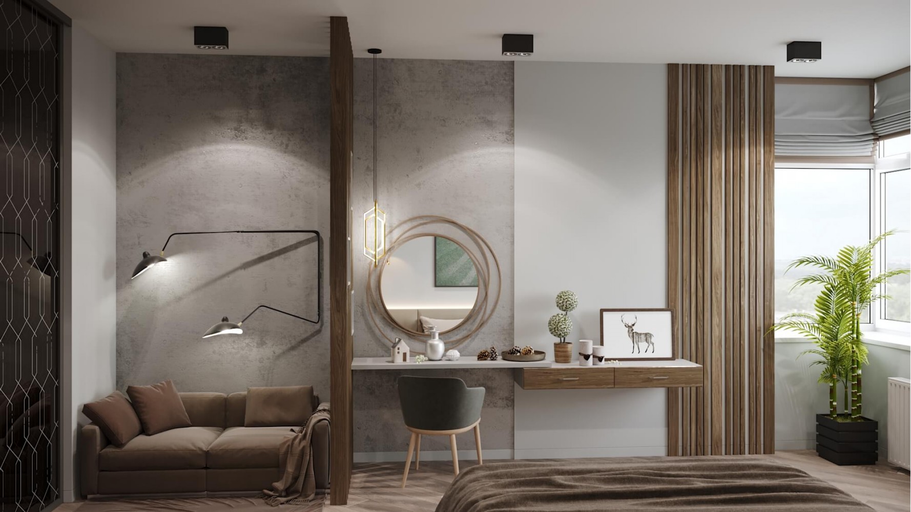 Спальня  в дизайн-проекте квартиры  ЖК River Stone, 55м.кв — студия дизайна NS interior Design