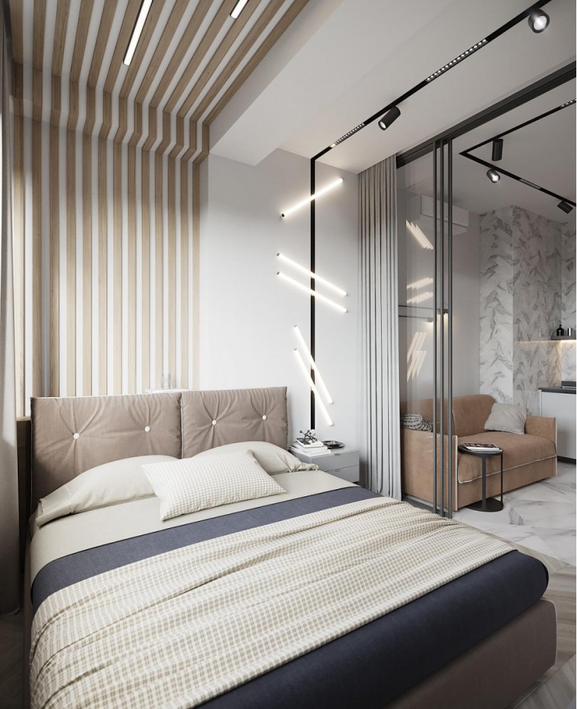 Спальная зона в стиле минимализм - фото 1 – фото интерьера № 196