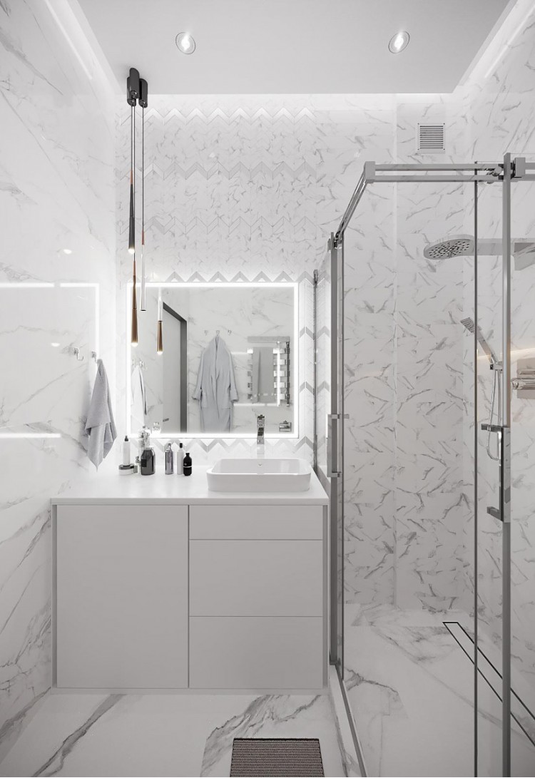 Фото интерьера: Ванная комната в стиле минимализм - фото 8 – ЖК “San Francisco Creative House&quot; - 38м² – 189