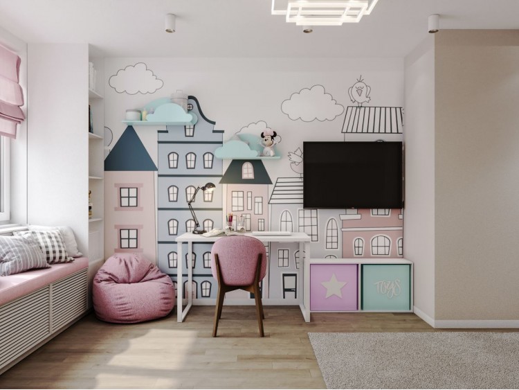 Дизайн детской комнаты в розовых тонах - фото 10