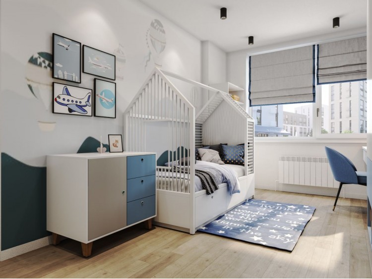 Дизайн детской комнаты в синих тонах - фото 11