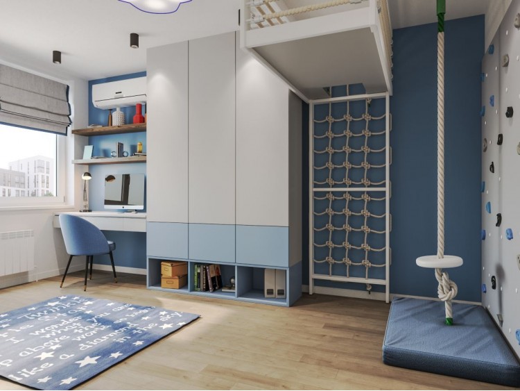 Дизайн детской комнаты в синих тонах - фото 12