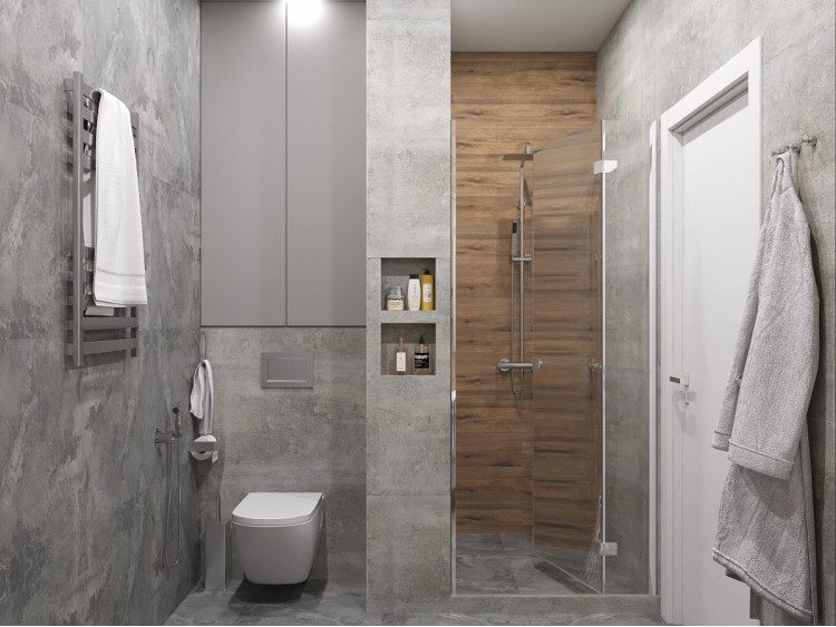 Фото: Ванная комната в стиле лофт – ЖК «Варшавский» - 120м²  Современный лофт – 149