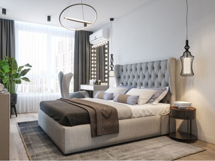 Дизайн спальной комнаты в серых тонах - фото 6