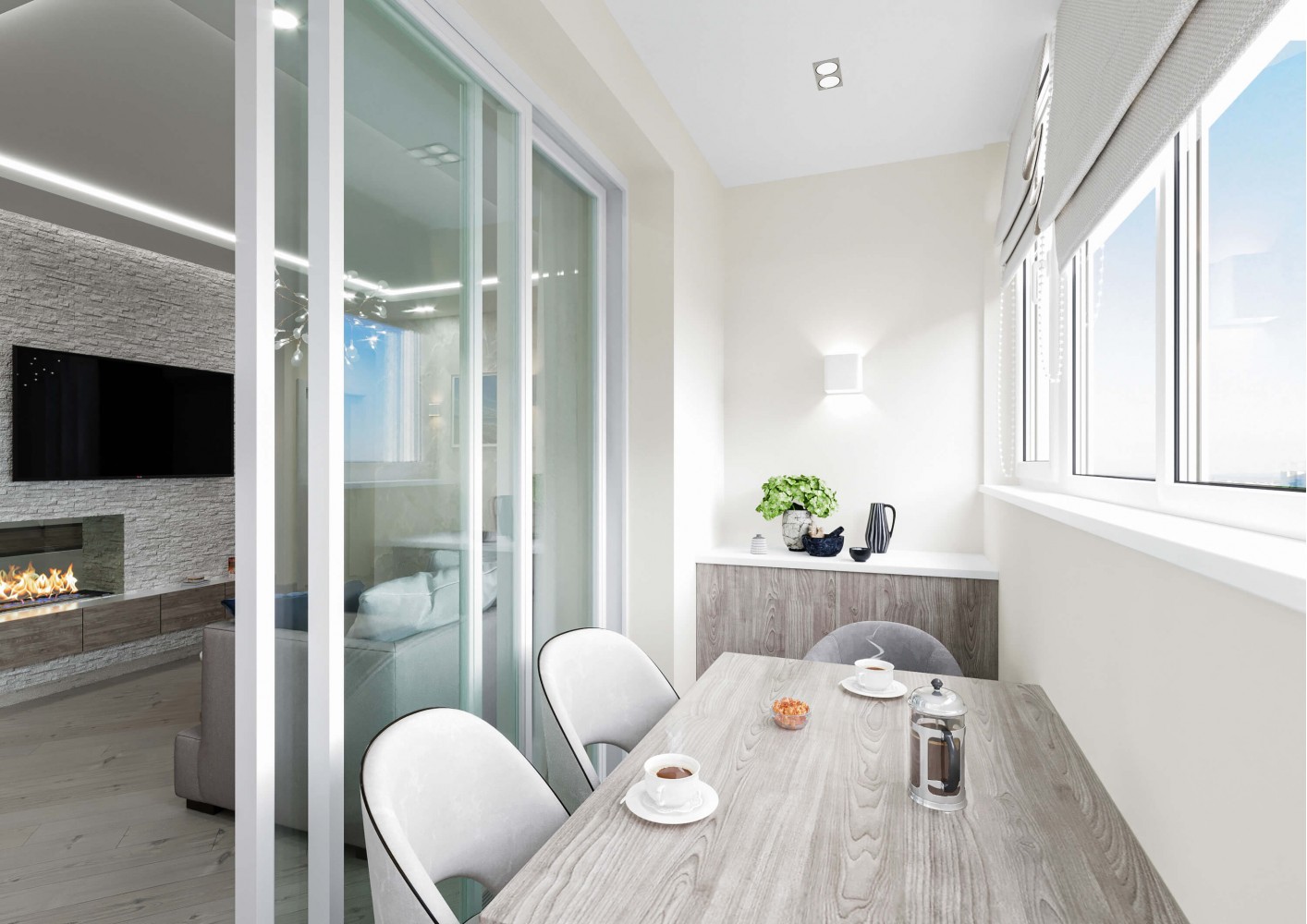Кухня с гостиной в дизайн-проекте квартиры  ЖК Viktori, 86 м.кв. — NS Interior Design