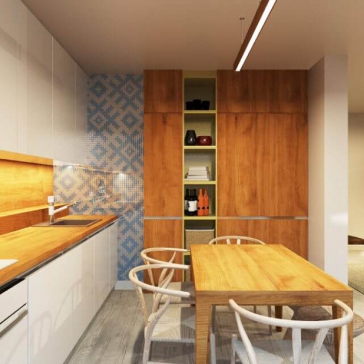 Кухня студія в дизайн-проект 2 кімнатної квартири ЖК Наш Будинок, 68 м.кв — Надія Власенко