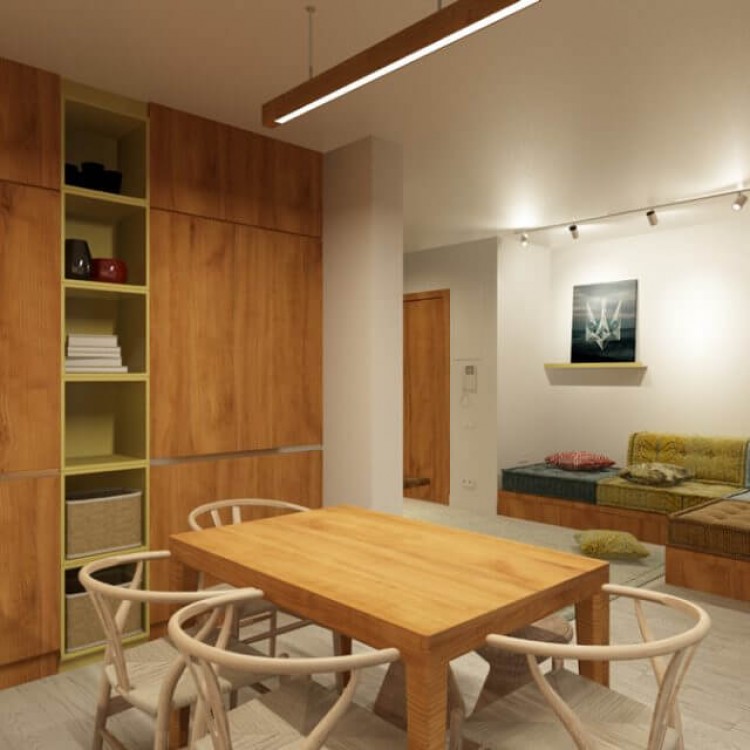 Кухня студія в дизайн-проект 2 кімнатної квартири ЖК Наш Будинок, 68 м.кв — Надія Власенко