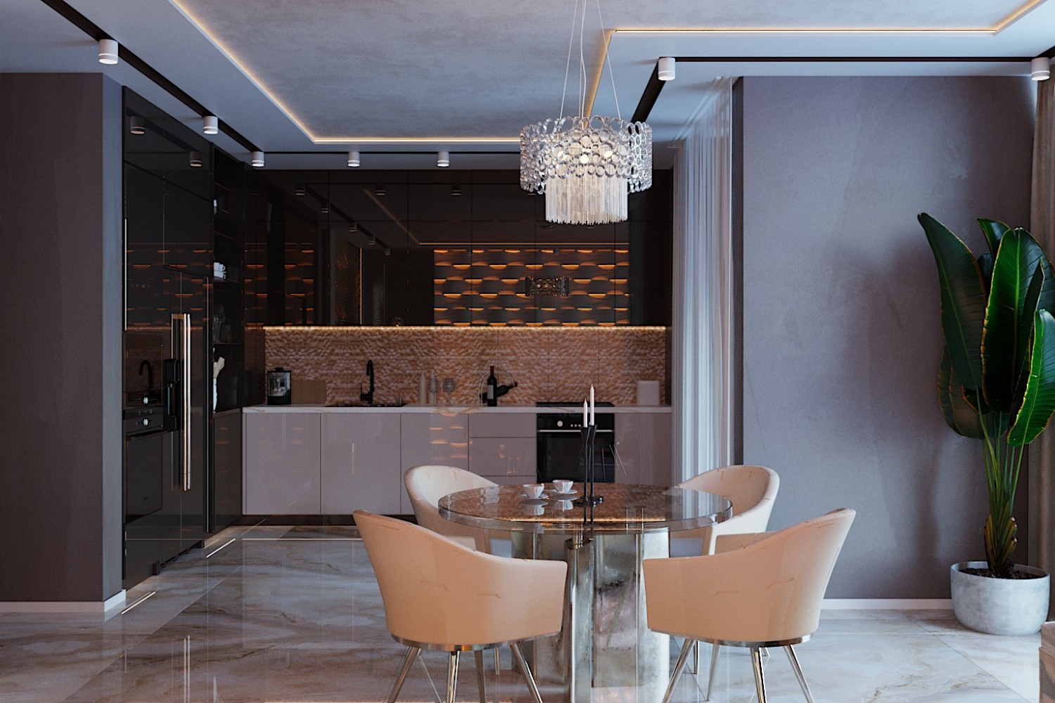 Кухня-вітальня - Дизайн 5-кімнатної квартири в стилі Арт-деко з елементами класики, ЖК Комфорт Таун, 140 м.кв - студія дизайну Redis&Co