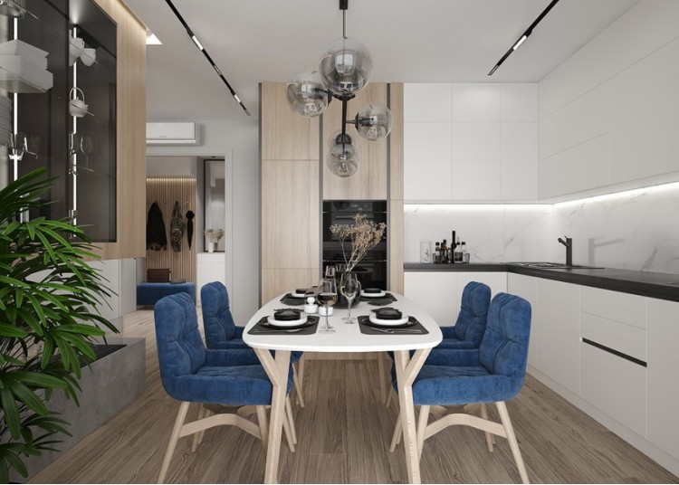 Кухня-вітальня – відмінне фото сучасного дизайну № 2402