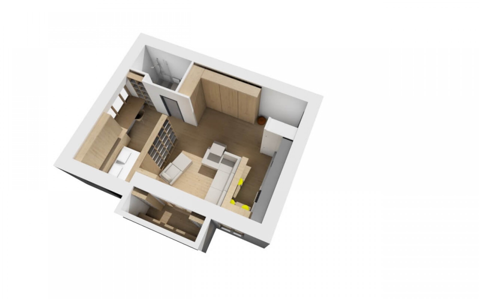 План квартири в дизайн-проекті 1-квартири в ЖК Річмонд, 50 м.кв — студії дизайну Studio 68-32
