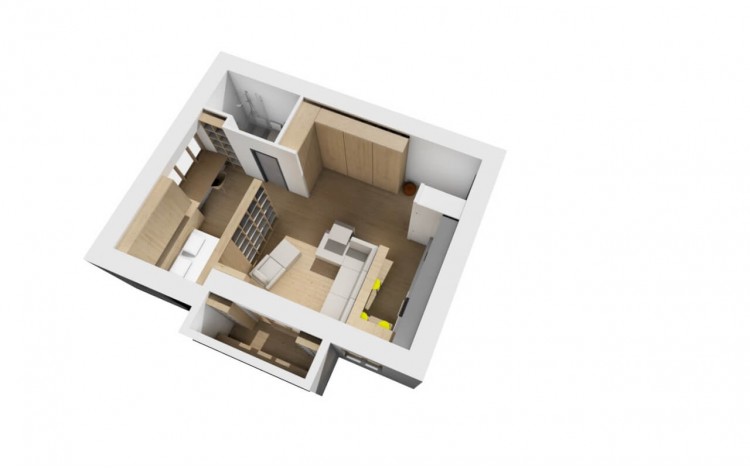 План квартиры в дизайн-проекте 1- квартиры в ЖК Ричмонд, 50 м.кв — студии дизайна Studio 68-32