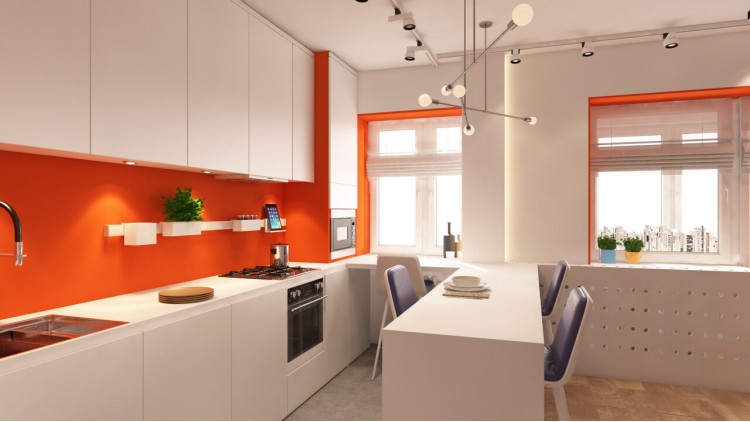 Кухня студія в дизайн-проекті 1-квартири в ЖК Річмонд, 50 м.кв — студії дизайну Studio 68-32