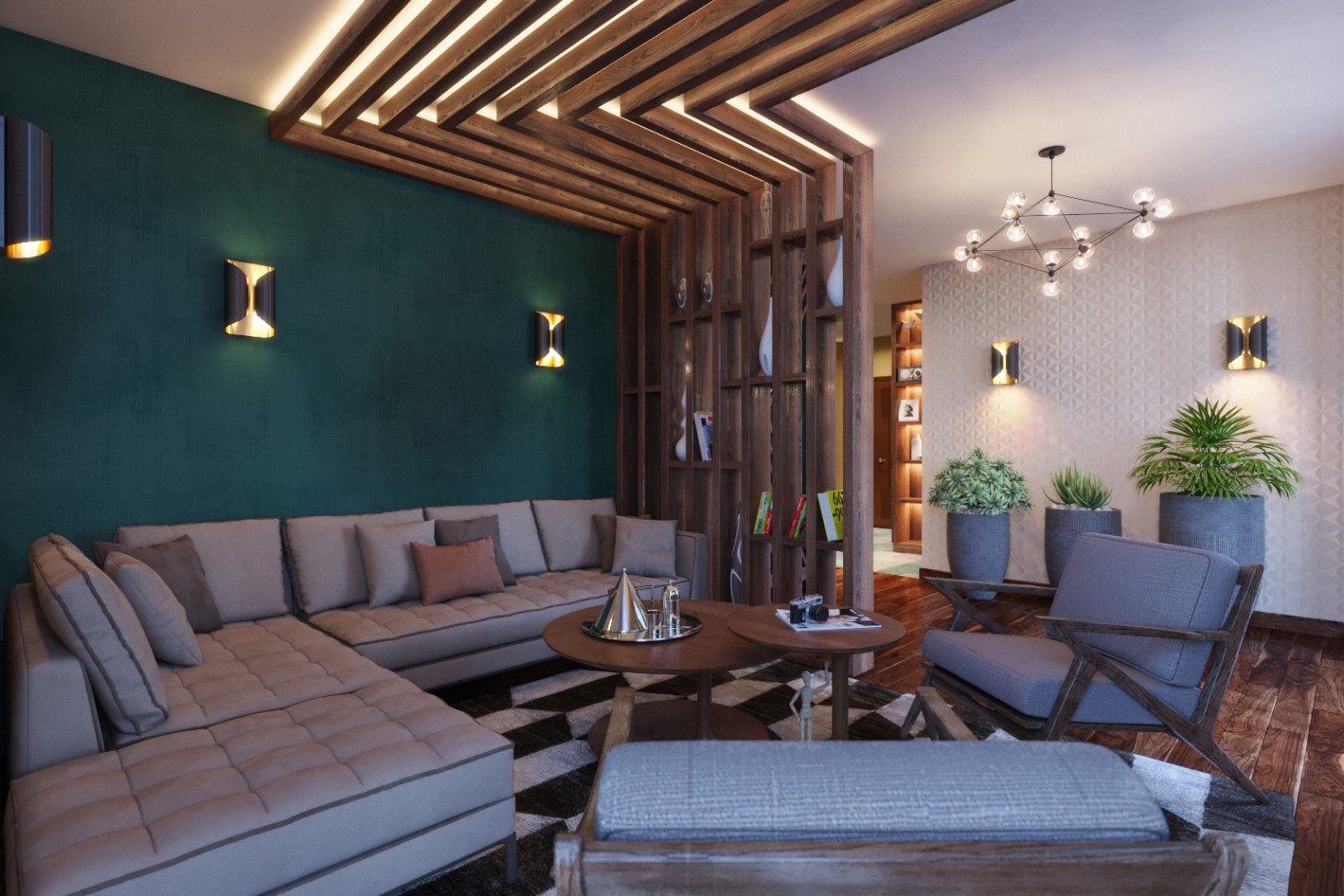 Вітальня - Дизайн-проект 2-кімнатної квартири "Жити в лісі" — Zlata Perevozova