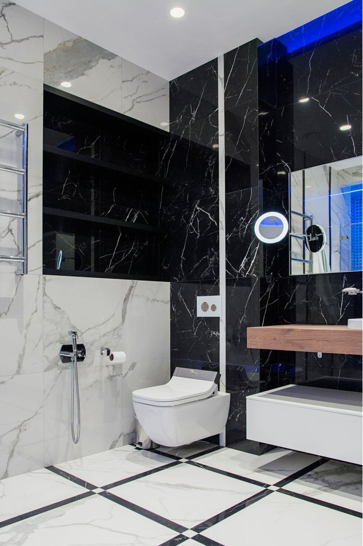 Фото дизайну: Ванна кімната у темних тонах – ARCH APARTMENT – 160м² – 198