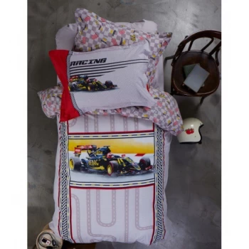 Підліткова постільна білизна Karaca Home - Racing 2017-1 red ранфорс