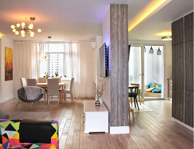 Фото дизайна: Гостиная – Квартира в скандинавском стиле площадью 113 м – 1530