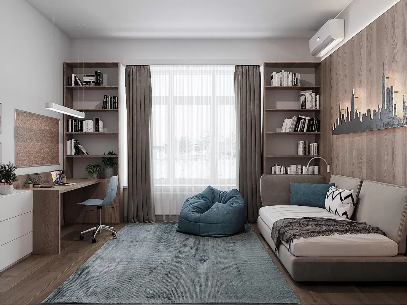 Дизайн подростковой комнаты в частном доме