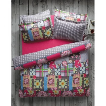 Комплект постільної білизни Karaca Home - Dressy fusya фуксія полуторна